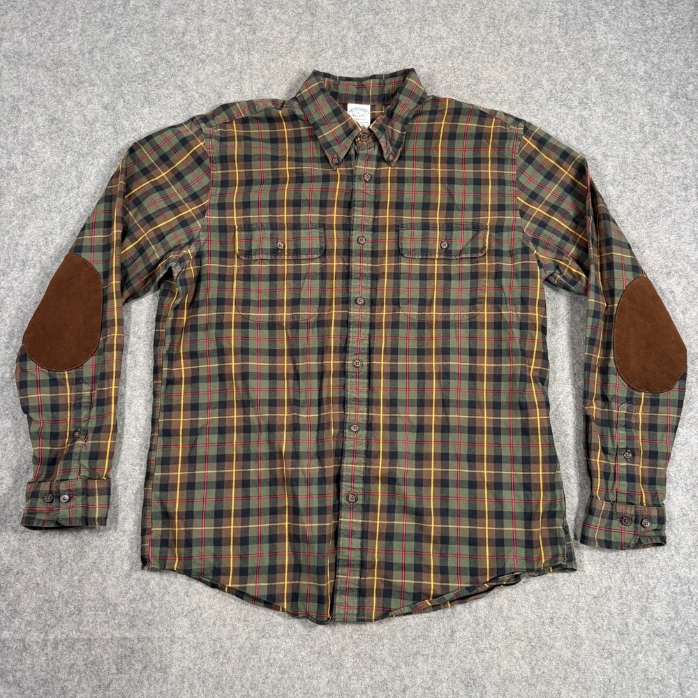 Brooks Brothers Regent Fit‎ Plaid Elbow Pad Button Down Shirt Men's Size Large